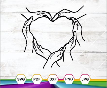 Hands Heart Sign SVG | Cute Love Decal T-Shirt Sticker Art Graphics | Cricut Silhouette Cut File 