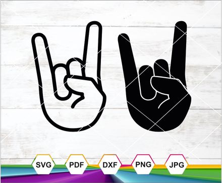 Rock Hand Svg, Rock &amp; Roll Svg, Sign Of The Horns, Heavy Metal, Horn Symbol Svg, Cricut cut file