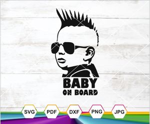 Punk Baby On Board SVG PNG DXF JPG PDF – Cool Safety Sticker for Cricut &amp; Sublimation Crafts