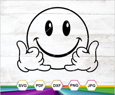 Smile Face Svg, Happy Face Svg, Peace Sign Svg, Happy Face Clipart, Retro Happy Face PNG, Good Vibes