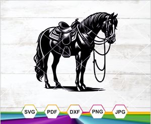 Detailed Horse with Saddle SVG PNG DXF JPG PDF for Cricut, Silhouette &amp; Sublimation