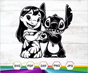 Ohana Lilo &amp; Stitch Heart SVG PNG DXF JPG PDF | Cute Cartoon Cut File for Cricut &amp; Sublimation