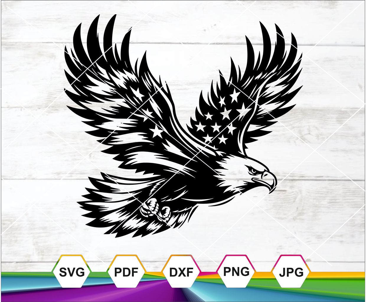 Patriotic Eagle in Flight SVG – Freedom-Themed Cricut Sticker
