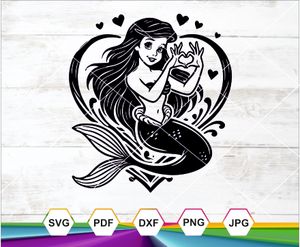 Mermaid Heart SVG PNG DXF JPG PDF – Romantic Cricut Cut File for Stickers &amp; Shirts
