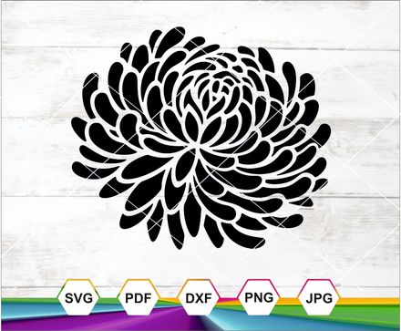 Mum Flower SVG | Abstract Flower Stencil SVG Files | Modern Daisy Svg | Silhouette Flower Cut File