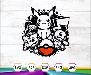 Pokemon Svg, Pikachu Svg, Bulbasaur Svg, Squirtle Svg, Cut file Svg, Pokemon Characters, Pokemon