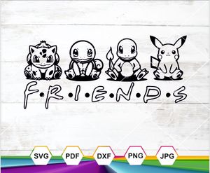 Pokemon Svg, Pikachu Svg, Bulbasaur Svg, Squirtle Svg, Cut file Svg, Pokemon Characters, Friends svg