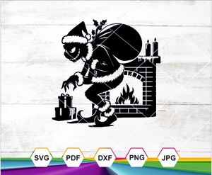 Grinch SVG PNG DXF | Mischievous Christmas Santa Digital Art | CNC Cricut Printable File