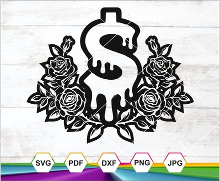 Dripping Dollar Sign Svg, Bleeding Dollar, Soaking Money Roses,  Soggy buck svg,  Car sticker decal