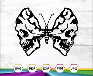 Butterfly Skull SVG PNG DXF JPG PDF – Gothic Sublimation Design for Cricut &amp; Silhouette