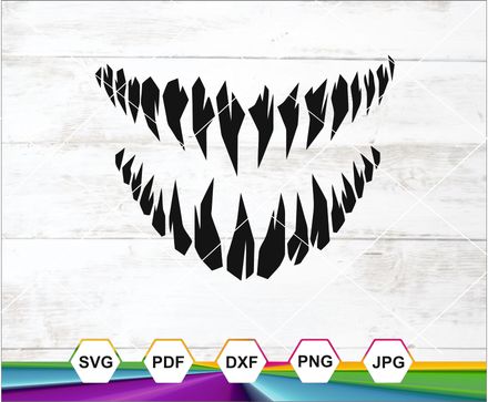 Monster Teeth Svg, Vampire Fangs Silhouette Svg, Horror smile Svg, Mythical Beast, Sticker decal