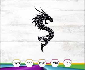 Intricate Dragon Tribal Tattoo SVG PNG DXF JPG PDF for Cricut, Silhouette &amp; Sublimation