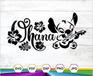 Ohana Stitch SVG PNG DXF PDF | Hawaiian Family Quote | Guitar Clipart Digital Download