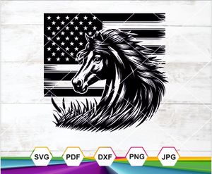 Patriotic Horse SVG PNG DXF JPG PDF – USA Flag Mane Design for Cricut &amp; Sublimation Crafts