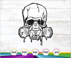 Dripping Skull with Gas Mask SVG PNG JPG DXF PDF – Gothic Sublimation for Cricut &amp; Crafts