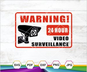 24-Hour Video Surveillance SVG PNG DXF JPG PDF – Warning Sign for Cricut &amp; Sublimation
