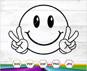 Smile Face Svg, Happy Face Svg, Peace Sign Svg, Happy Face Clipart, Cricut cut file Emoticon 