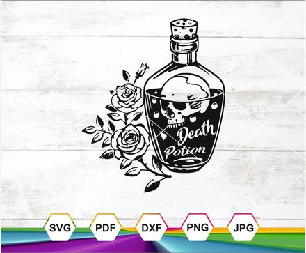 Death Potion Svg | Skull in Bottle Svg | Poison Potion Svg | Poisonous Drink Svg | Skull Svg | Cricu