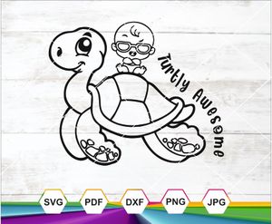 Turtly Awesome SVG PNG DXF JPG PDF – Cute Baby Riding Turtle for Cricut, Sublimation &amp; Crafts