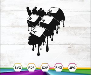 Dripping WASD Keyboard Keys SVG PNG DXF JPG PDF – Gaming Sticker &amp; Sublimation Design