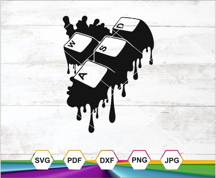 Gamer Svg, WASD Svg, Gaming keys Svg, Dripping Svg, Gamer idea Svg, Cricut cut file, Digital