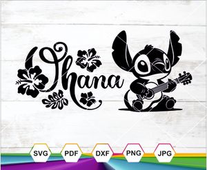 Ohana Stitch Guitar SVG PNG DXF JPG PDF | Hawaiian Cut File for Cricut &amp; Sublimation Crafts