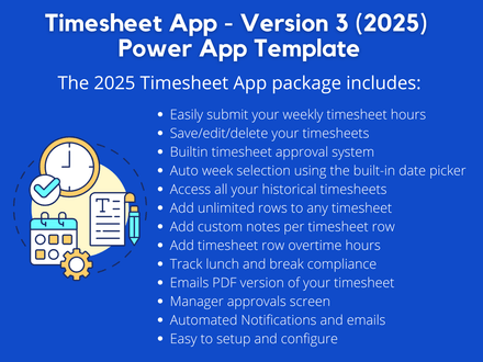 Timesheet App Version 3 (2025) - Power App Template