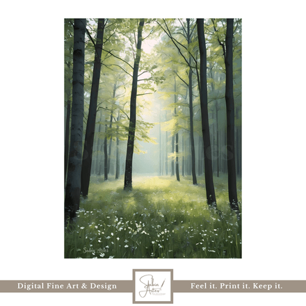Waldlicht – Digitales Naturbild mit Lichtung &amp; Sonnenstrahlen