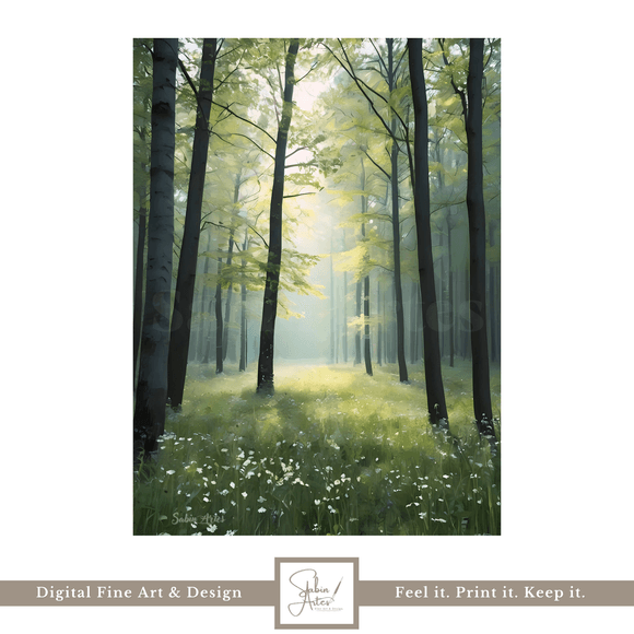 Waldlicht – Digitales Naturbild mit Lichtung &amp; Sonnenstrahlen