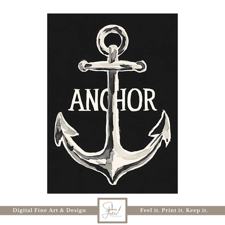 Digital Art Print – Anchor Illustration in Navy Blue | Modern Nautical Wall Art