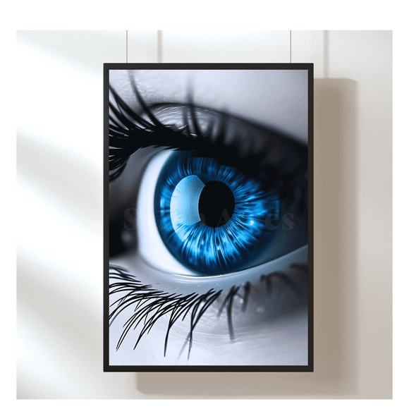 Blaues Auge in Nahaufnahme – Digitales Kunstwerk als moderner Eyecatcher für deine Wand