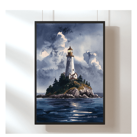 Digitales Leuchtturm-Bild – Maritime Wandkunst mit Küstenstimmung &amp; Meerblick