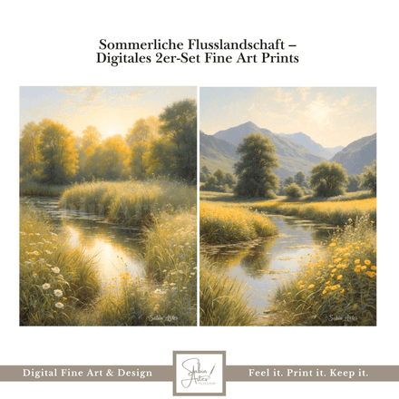 Sommerliche Flusslandschaft – Digitales 2er-Set Fine Art Prints | Naturmotive 