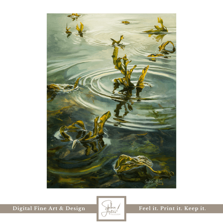 Sanfte Wasserwelt – Digitaler Fine Art Print mit Wasserpflanzen &amp; Lichtreflexionen