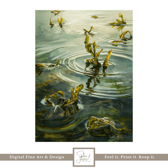 Sanfte Wasserwelt – Digitaler Fine Art Print mit Wasserpflanzen &amp; Lichtreflexionen