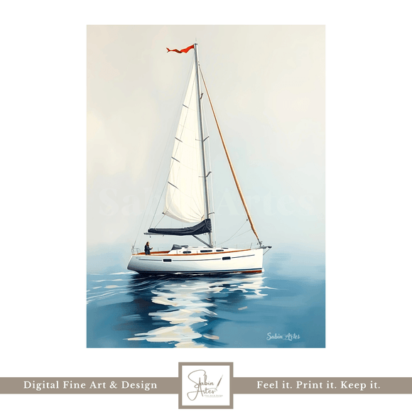 Segelzeit – Digitales Bild mit Segelboot auf ruhiger See