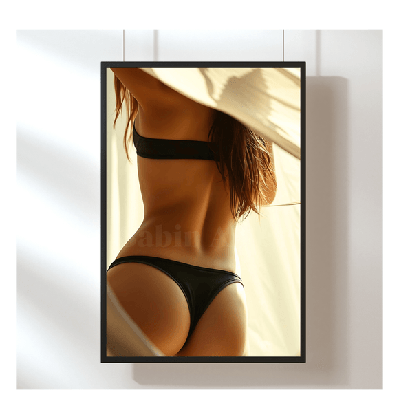 Sinnliche Rückenansicht einer Frau – Erotisches Digitalbild mit Lichtspiel