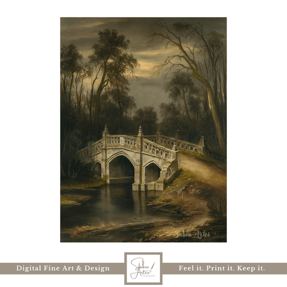 Die alte Brücke – Mystischer Kunstdruck mit viktorianischer Stimmung