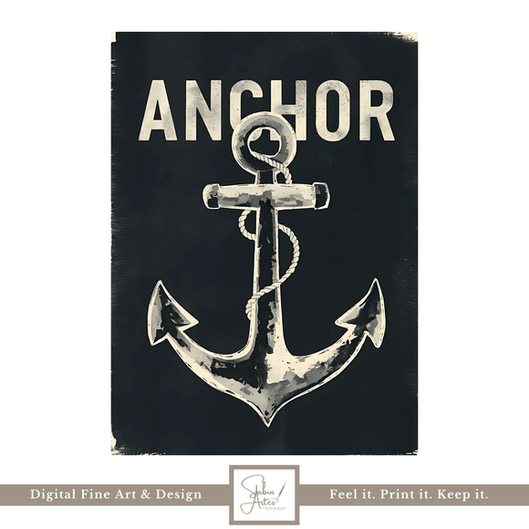 Digitales Poster Anker Vintage – Maritime Kunst im Retro-Stil zum Ausdrucken