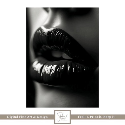 Erotisches Lippen-Digitalbild in Schwarz-Weiß – Sinnliche Fotokunst zum Download