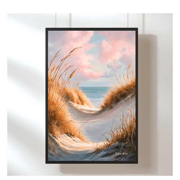 Digitales Dünenbild mit Blick aufs Meer – Sanfte Strandlandschaft im Sonnenlicht