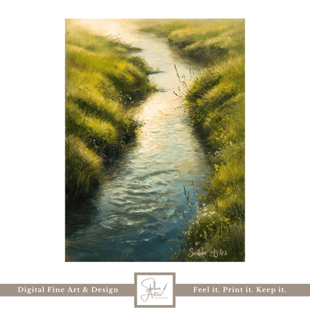 Goldenes Licht am Wasser – Digitales Landschaftsgemälde im Fine Art Stil