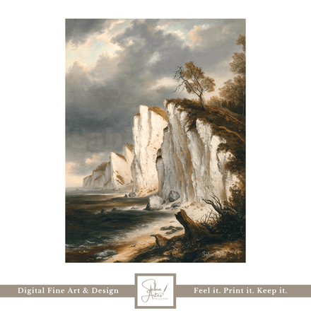 Kreideküste bei Sturmlicht – Digitaler Fine Art Print nordischer Küstenlandschaft 
