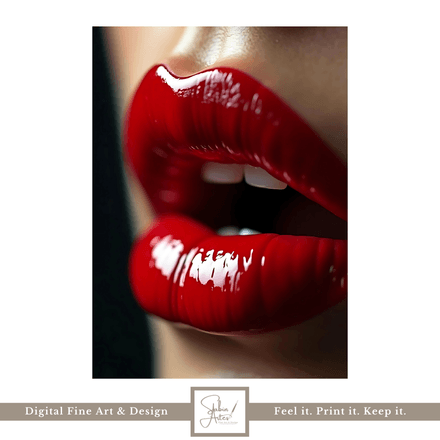 Rote sinnliche Lippen – Erotisches Digitalbild als moderner Kunstdruck zum Ausdrucken