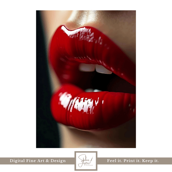 Rote sinnliche Lippen – Erotisches Digitalbild als moderner Kunstdruck zum Ausdrucken