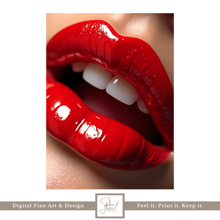 Rote Lippen Glanz – Erotisches Digitalbild zum Download für moderne Wandkunst