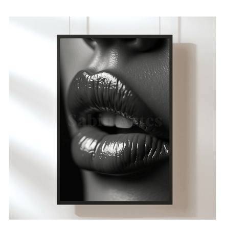 Schwarz-Weiß Kunstwerk – Sinnliche Lippen als digitale Fotokunst zum Download