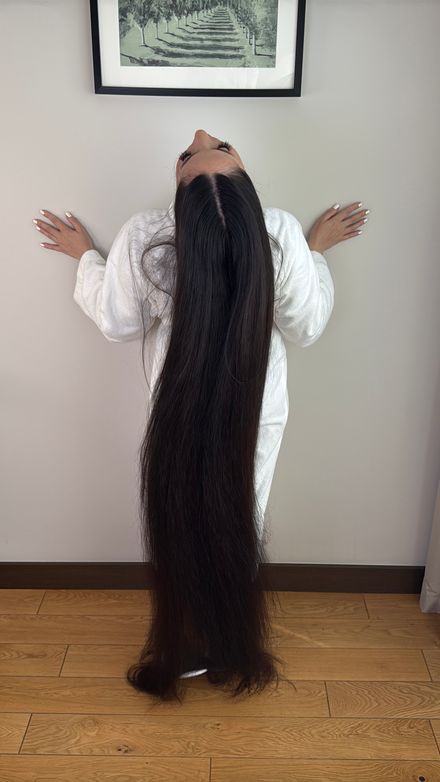 1 cm left to floor length! Hair play, buns, hair combing, braid 26 minutes