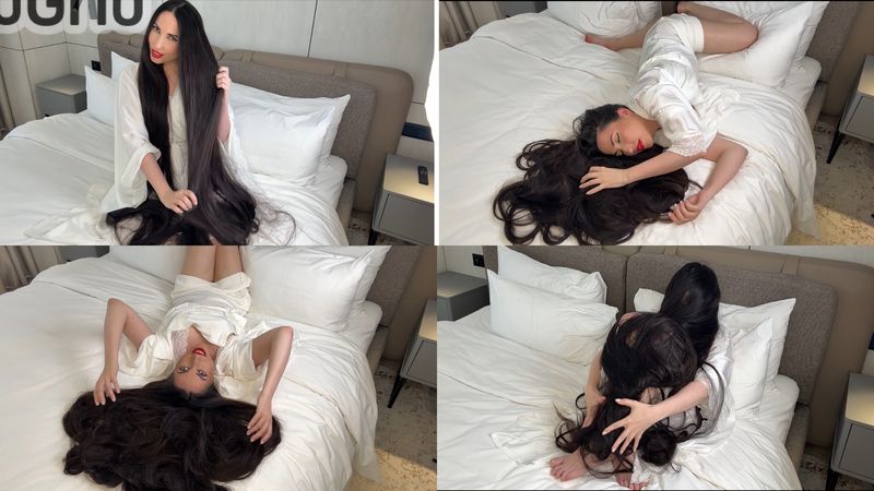 Relax video. Enjoying my hair. Hair and legs 21 minutes 