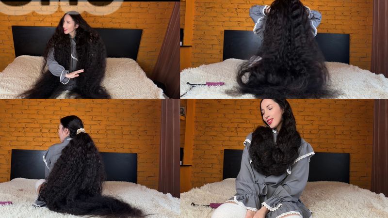 Wow ! So much hair play, Big Bun, big braid 16 minutes 